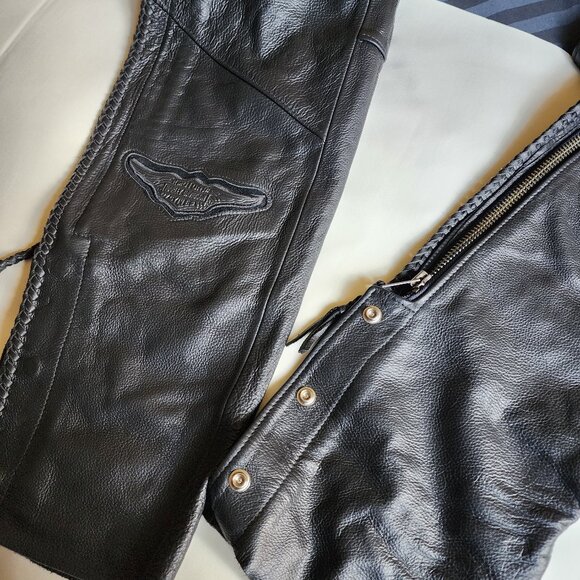 Harley Davidson Women's SX_M Black Leather Willie G Chaps - Picture 8 of 11